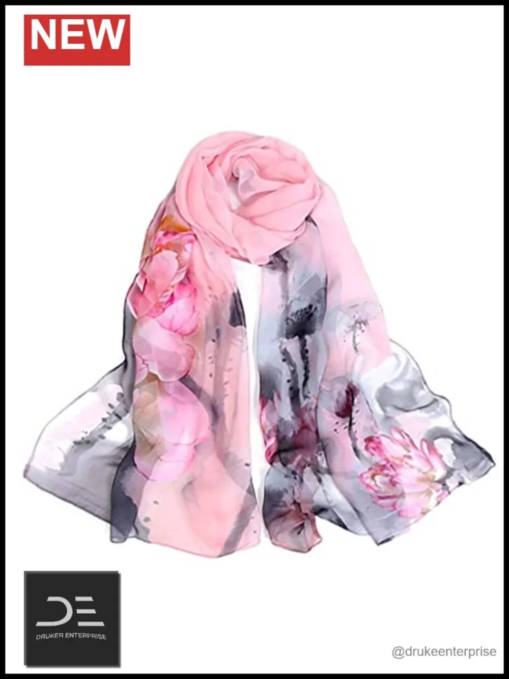 Lightweight Floral Pattern Sheer Scarf Shawl Wrap Women